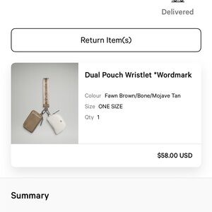 lululemon Dual Pouch Wristlet *Wordmark in Fawn Brown/bone/mojave tan